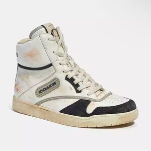 Coach Distressed Leather High Top Sneakers Shoes Women’s US 9/EU 39.5 NWOB